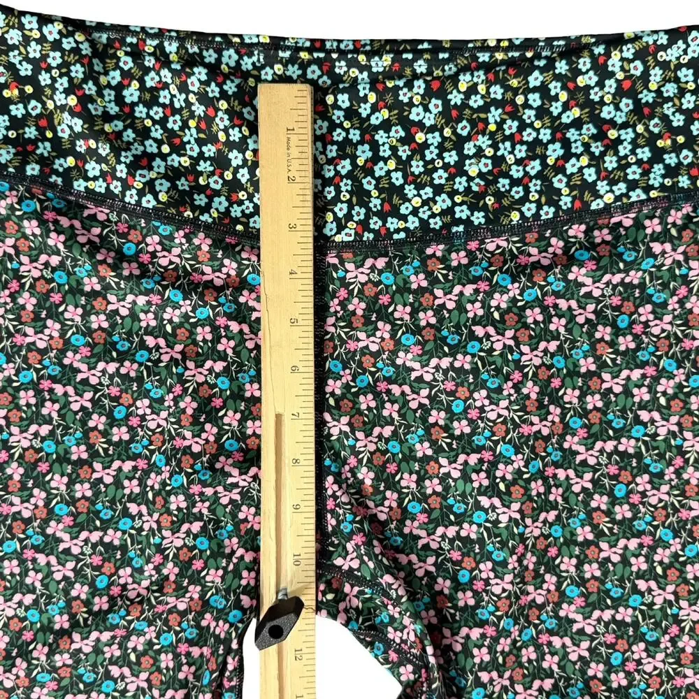 Nike One 7/8 Pink Blue Black Floral High Waist Performance Leggings Size XL